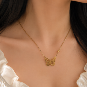 Elegant Butterfly Gold-Plated Adjustable Pendant Necklace