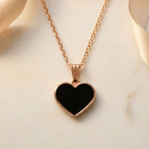 Stylish Black Heart Pendant Necklace for Women & Girls | Elegant Gold-Tone Chain Necklace | Trendy Fashion Jewellery